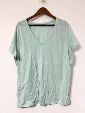 Ava & Viv Mint Green V Neck Tee Plus Size 3X Short Sleeve
